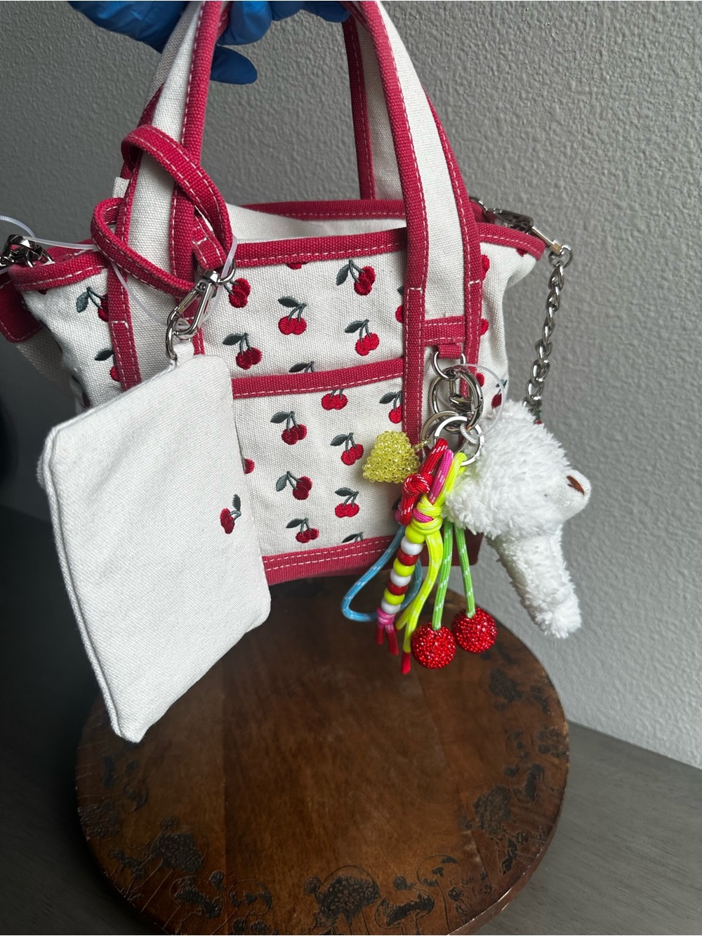 New• Madden Girl Cherry Mini Tote Bag. Includes Crossbody strap and wristlet.